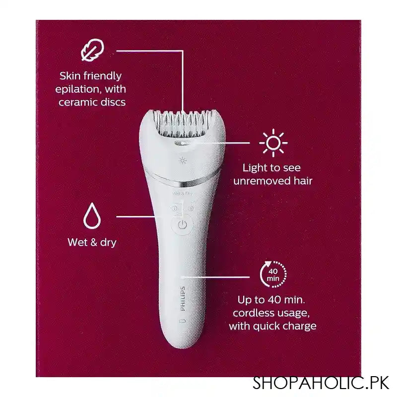 Philips 8000 Series Wet & Dry Cordless Epilator With Shaving Head, +5 Accessories, BRE710/01 - Image 2