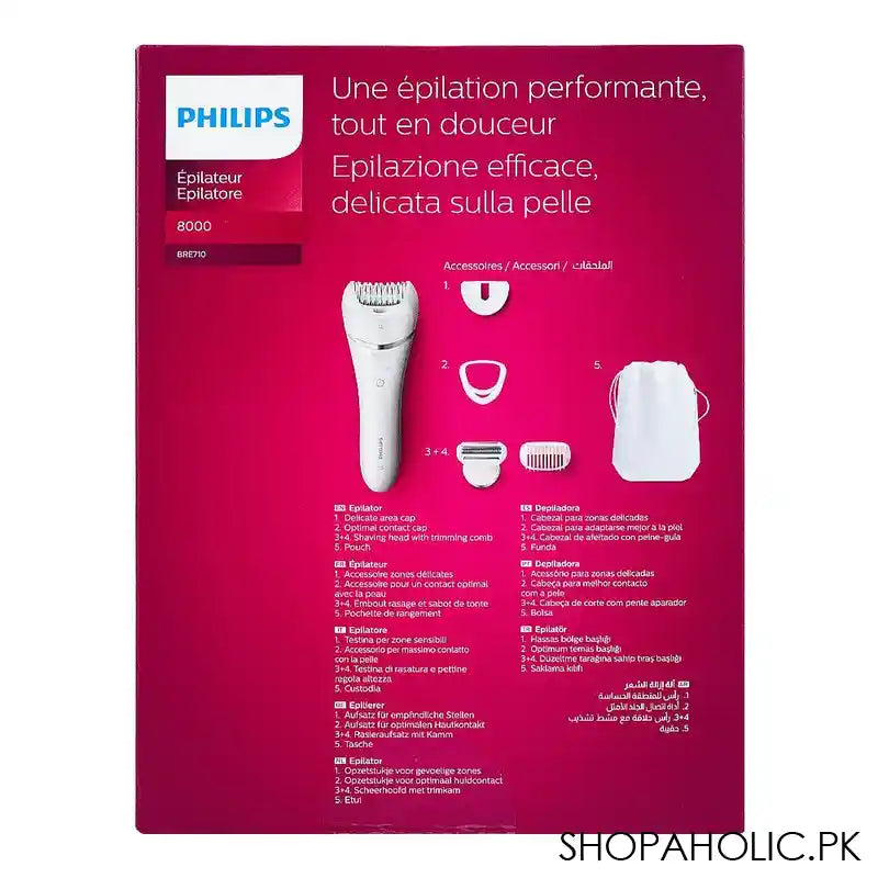 Philips 8000 Series Wet & Dry Cordless Epilator With Shaving Head, +5 Accessories, BRE710/01 - Image 7