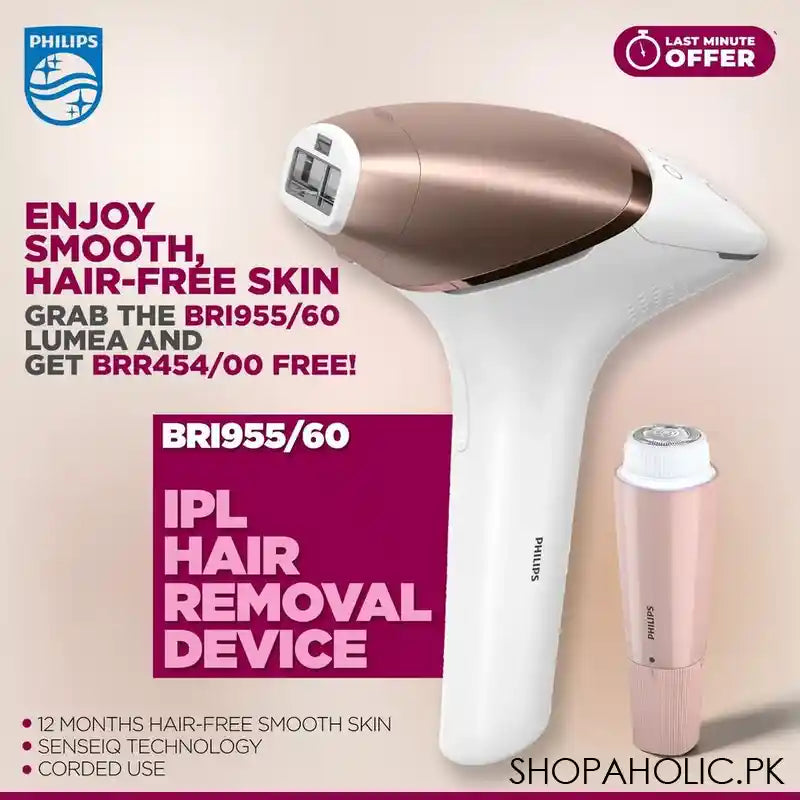 Philips Lumea IPL Hair Removal Device With SenseIQ - BRI955/60 With Free Facial Hair Remover - BRR-454/00 - Image 7