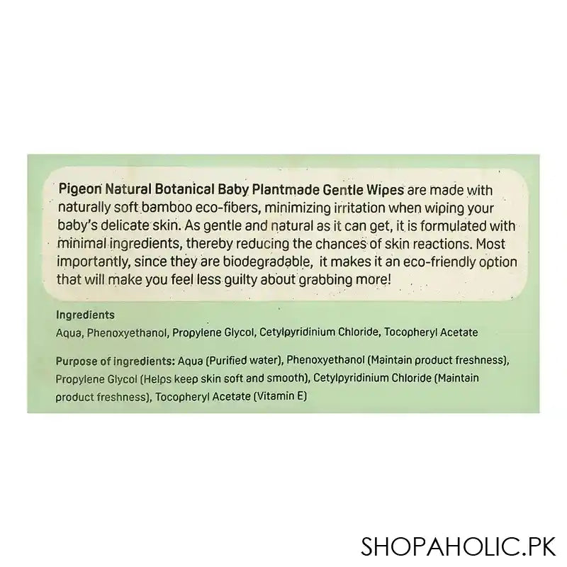 Pigeon Natural Botanical Baby Soft Natural Bambo Plant Made Gentle Wipes, 70-Pack, P79419 - Image 2