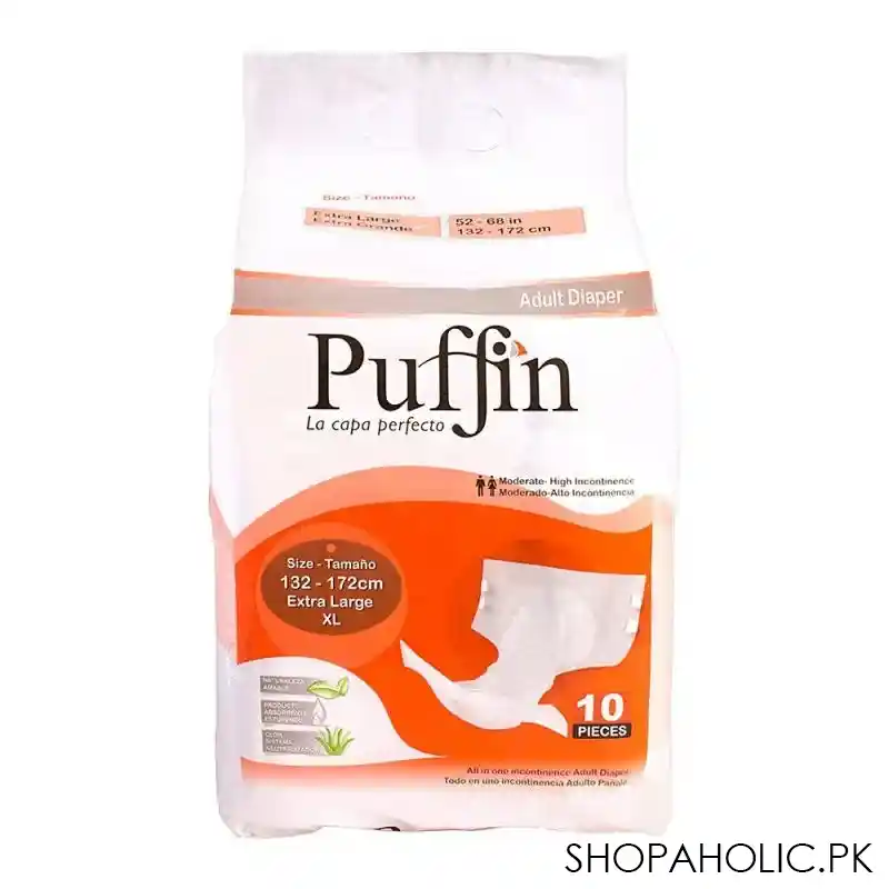 puffin adult diaper, extra large 132 172 cm, 10 pack main image