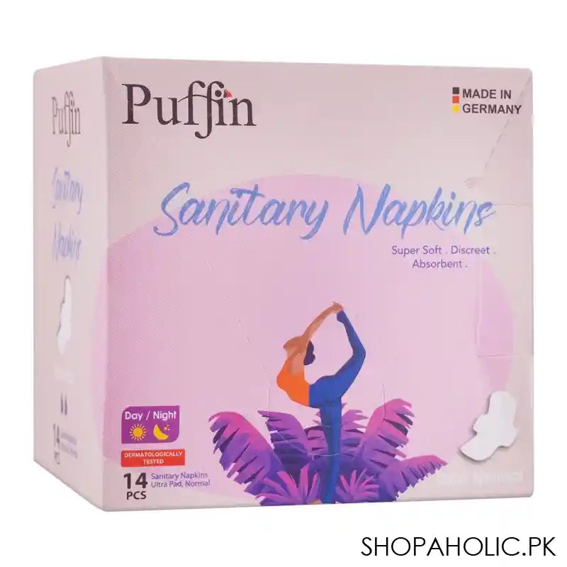 Puffin Sanitary Napkins Day/Night Ultra Normal Pads, 14-Pack - Main Image