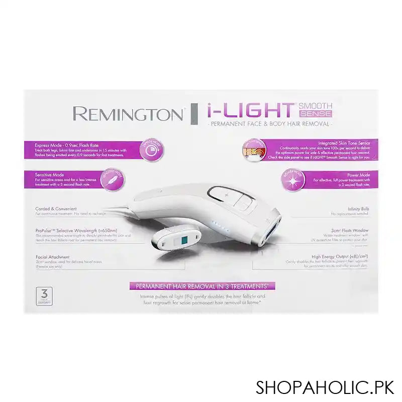 Remington I Light Smooth Sense Permanent Face & Body Hair Removal, IPL8500 - Image 4