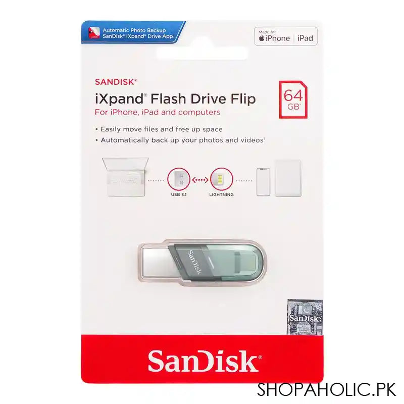 Sandisk iXpand USB Flash Drive Flip, 64GB - Image 2