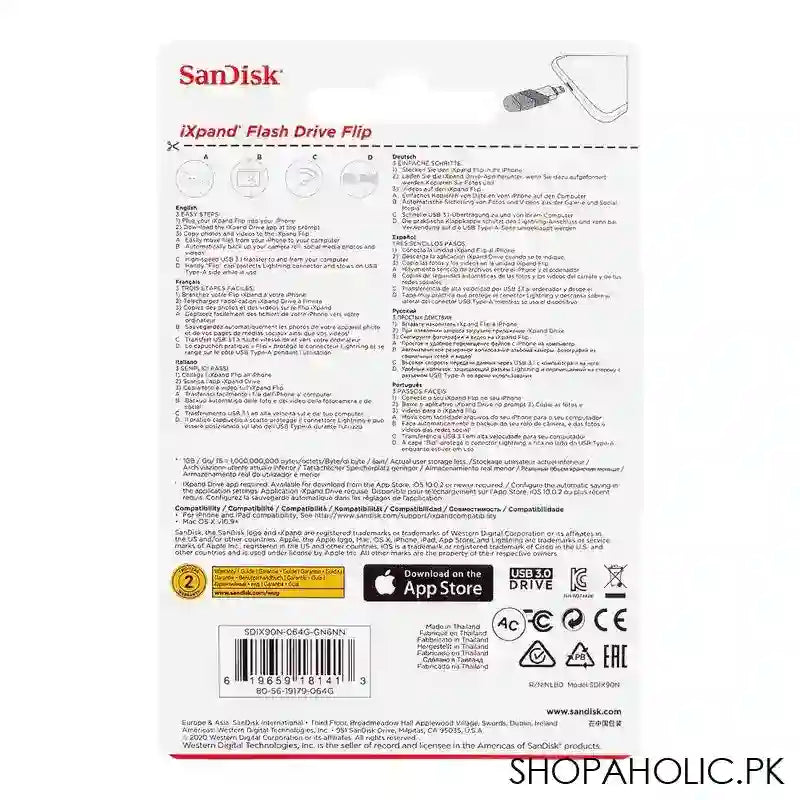 Sandisk iXpand USB Flash Drive Flip, 64GB - Image 3