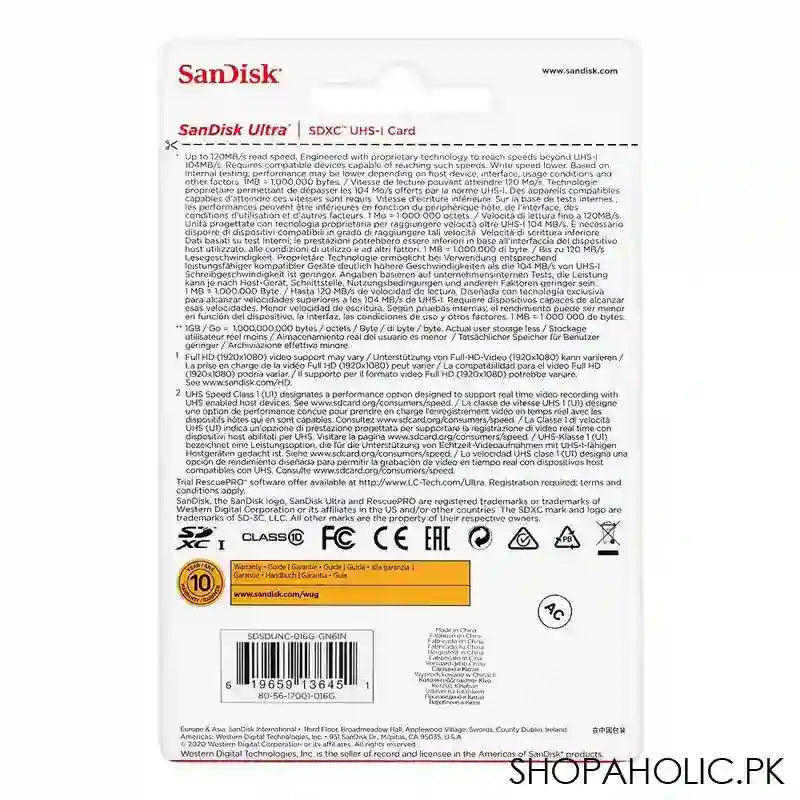 Sandisk Ultra 16GB SDHC UHS-1 Card, 80MB/s - Image 2