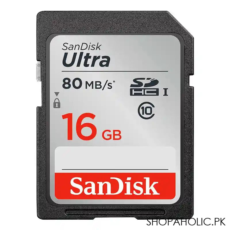 Sandisk Ultra 16GB SDHC UHS-1 Card, 80MB/s - Main Image