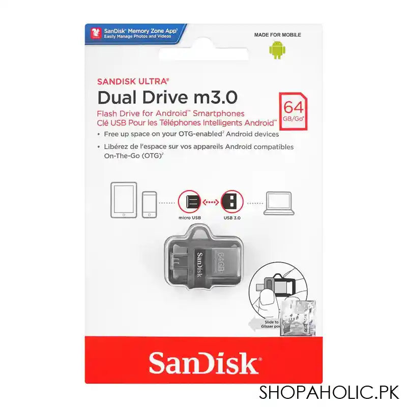 Sandisk Ultra 64GB Dual Drive M3.0 OTG Flash Drive, Android - Image 3