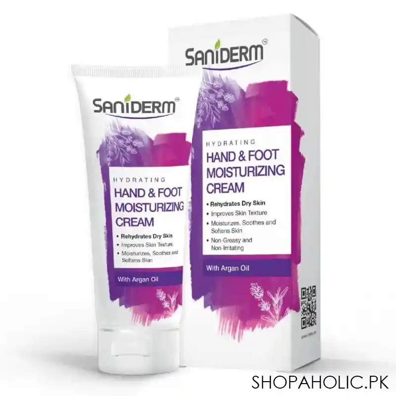 saniderm hydrating hand & foot moisturizing cream, with argan oil, 50g main image