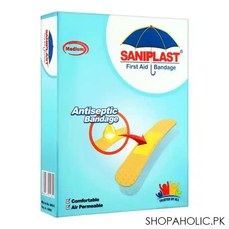 saniplast first aid antiseptic bandage, medium, 20 pack main image