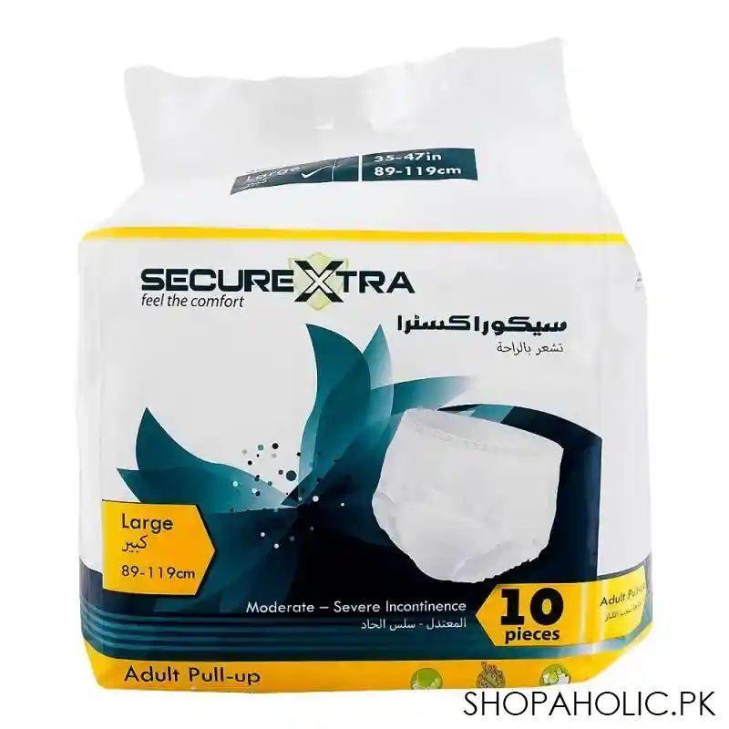 secure xtra adult pull up 35 47 inches, large, 10 pack main image