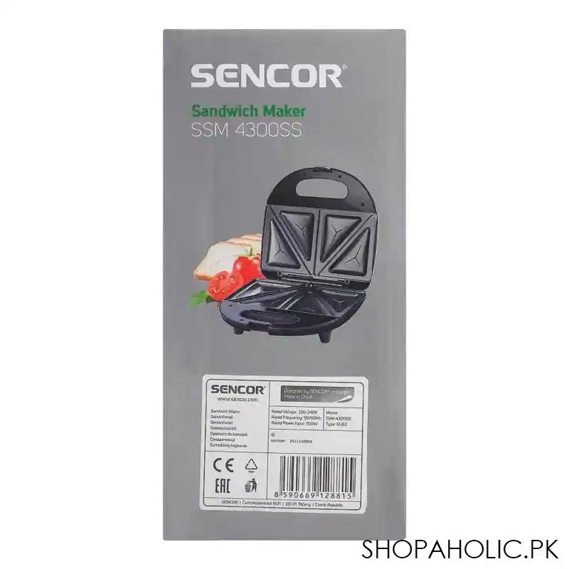 sencor sandwich maker, ssm 4300ss, 4 section sandwich maker, non stick coating, 700w image5