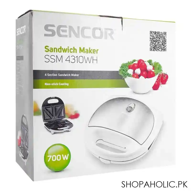 sencor sandwich maker, ssm 4310wh, 4 section sandwich maker, non stick coating, 700w image4