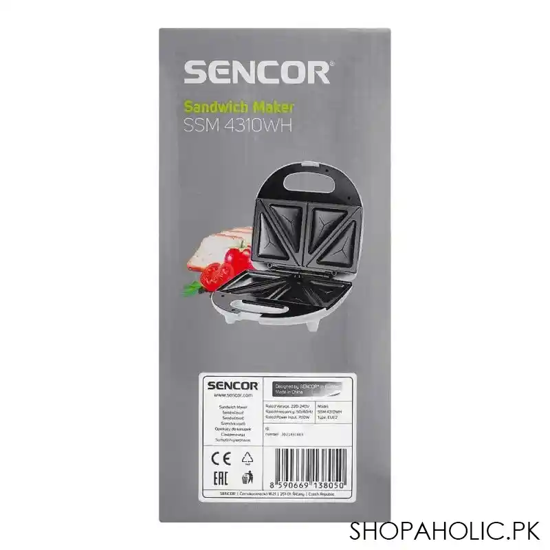 sencor sandwich maker, ssm 4310wh, 4 section sandwich maker, non stick coating, 700w image5