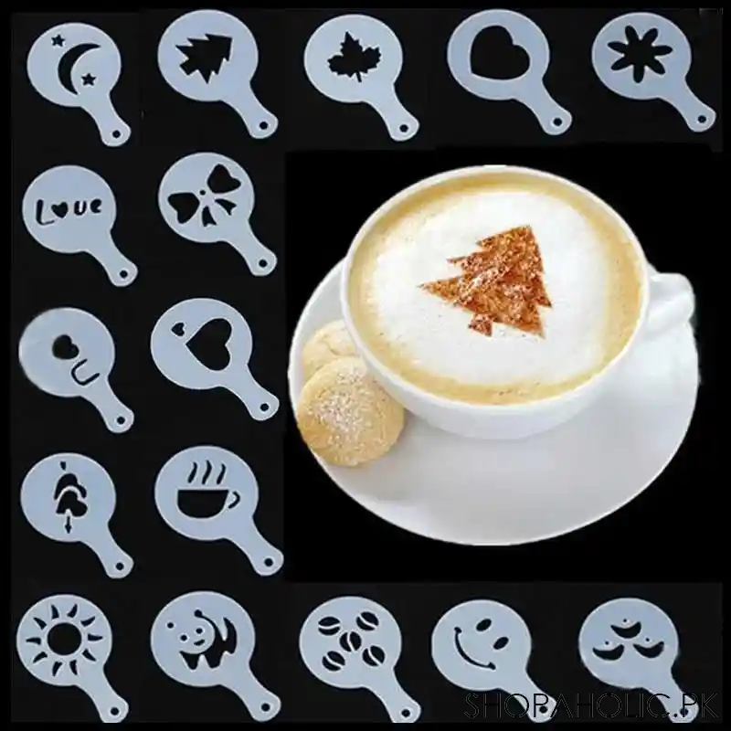 (set of 16) coffee art stencils template main image