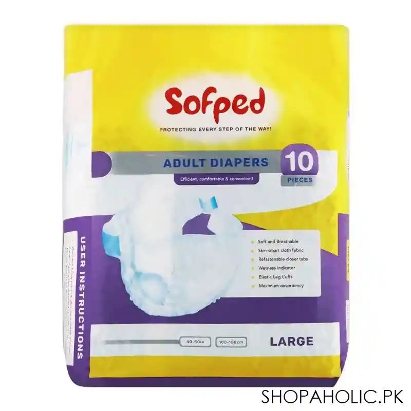 sofped adults diapers, 100 150cm, large, 10 pack main image