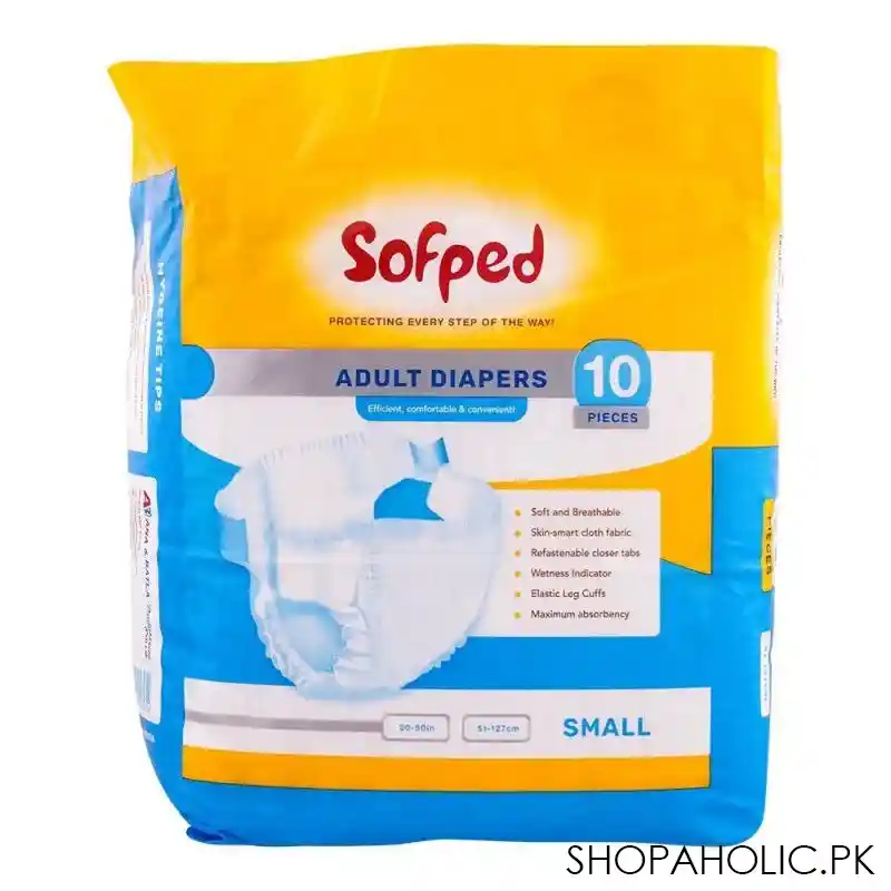 sofped adults diapers, 51 127cm, small, 10 pack main image