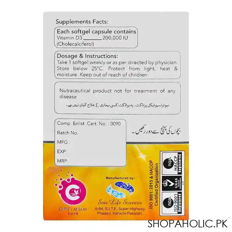 Sois Life Sciences Super Vitamin D3, AD3200,000IU Soft Gel, 4 Tablets - Image 3