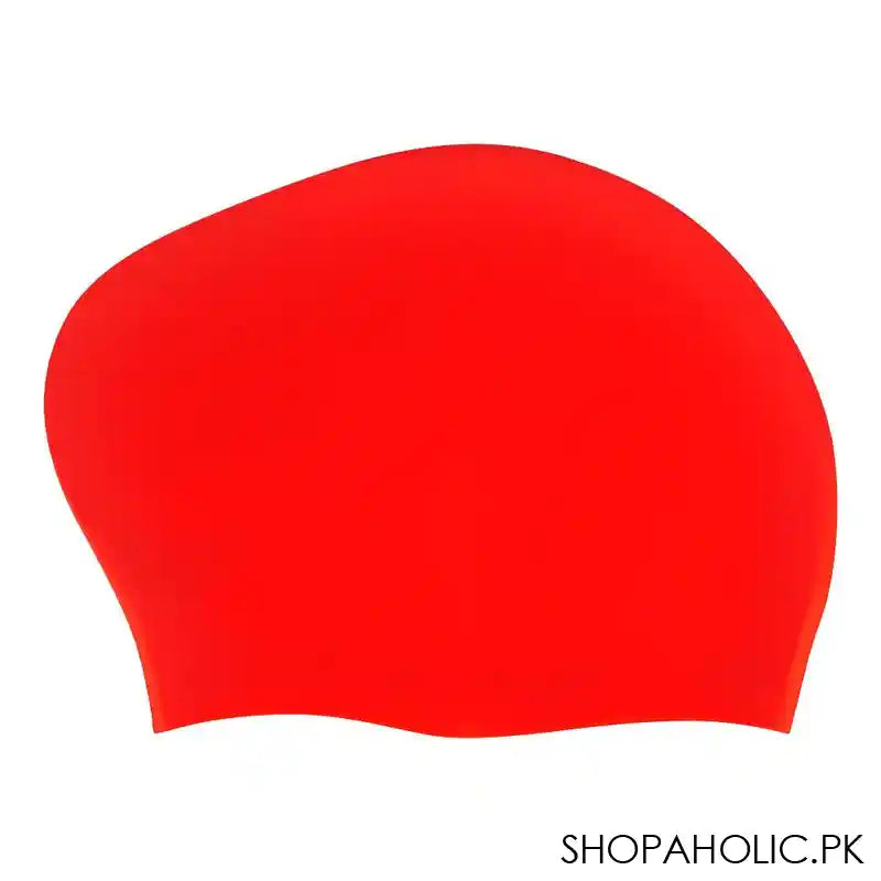 Swimming Cap For Woman, Soft Silicone & Comfortable, Red, CAP-120 - Image 2