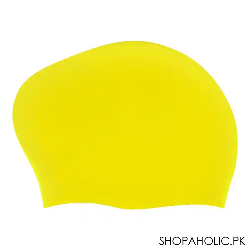 Swimming Cap For Woman, Soft Silicone & Comfortable, Yellow, CAP-120 - Image 2