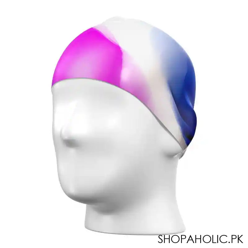 Swimming Silicone Cap For Children & Adults, Blue/Purple, CAP-122 - Main Image