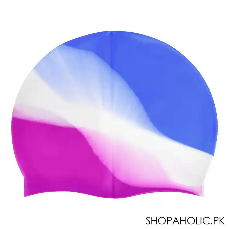 Swimming Silicone Cap For Children & Adults, Blue/Purple, CAP-122 - Image 2