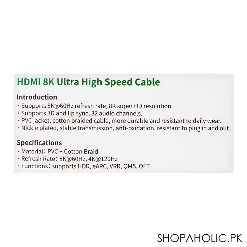 UGreen HDMI 8K Ultra High Speed Cable With Braided, 5m #80405 - Image 4