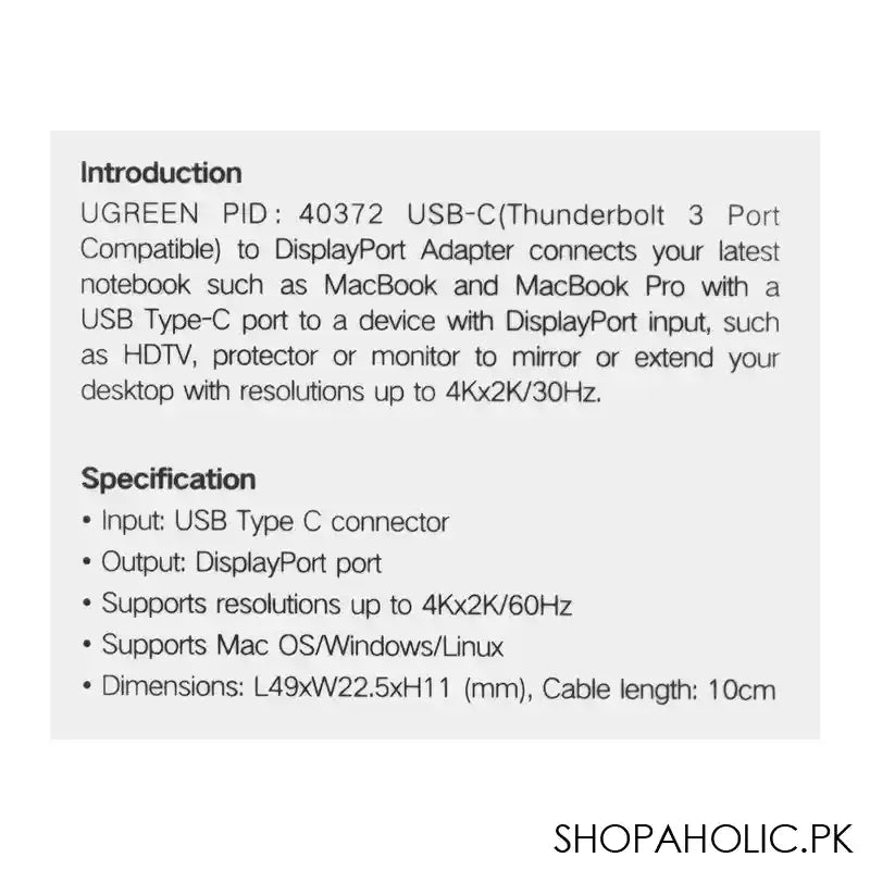 UGreen USB-C DisplayPort Adapter, 40372 - Image 2