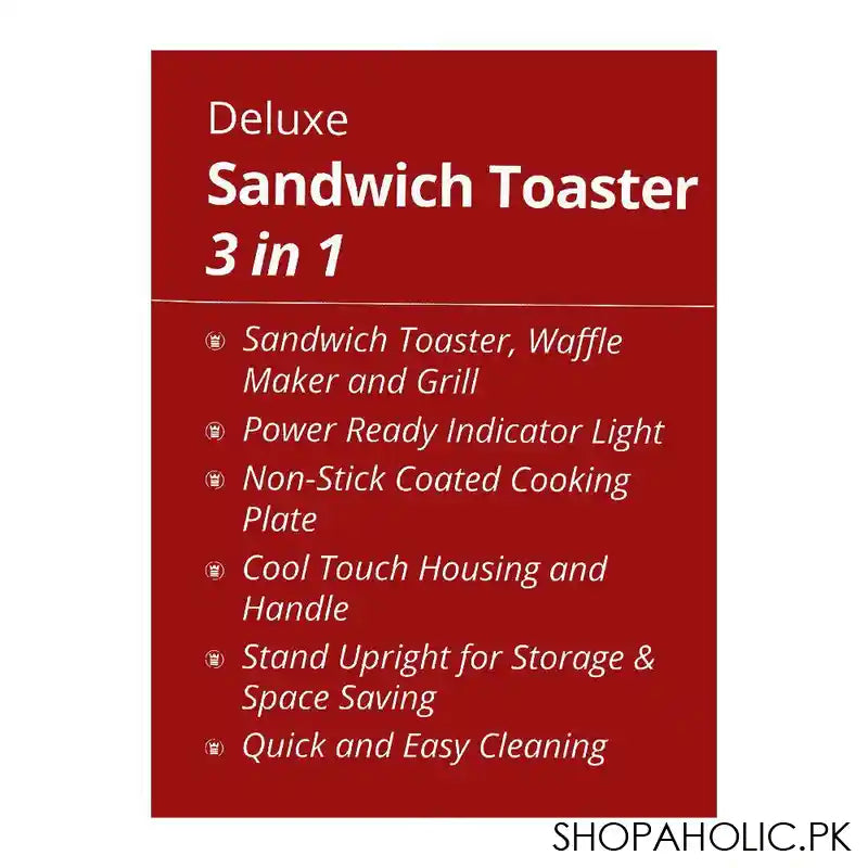 West Point Deluxe 3-in-1 Sandwich Toaster, 700W, WF-6093 - Image 4