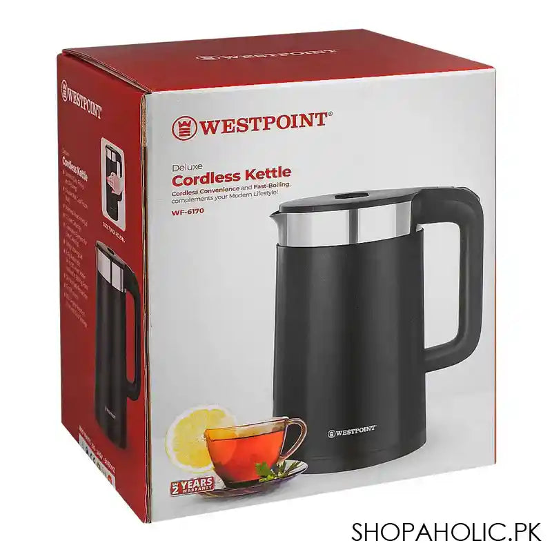 West Point Deluxe Cordless Kettle, 1.7 Liter, Stainless Steel Inner Lid, Dry Boil Protection, WA-6170 - Image 2