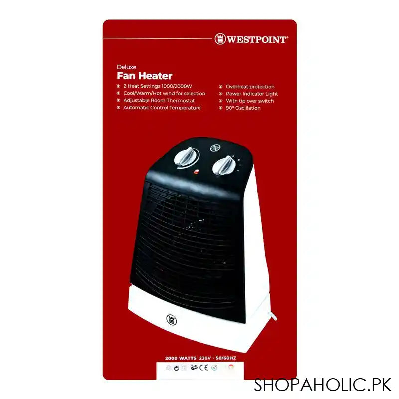 West Point Deluxe Fan Heater, 1000W, WF-5147 - Image 3