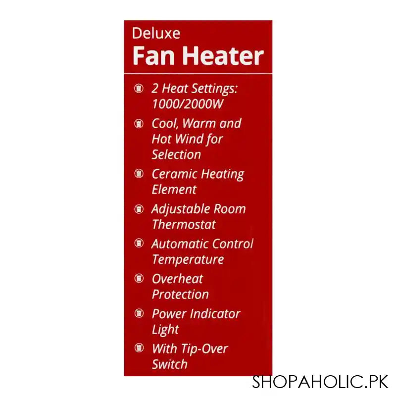 West Point Deluxe Fan Heater, 2000W, WF-5145 - Image 4