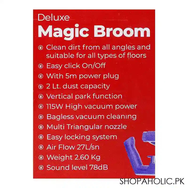 West Point Deluxe Magic Broom, 2 Liter Dust Capacity, 5m Cable, 115W Vacuum Power, WF-231 - Image 2