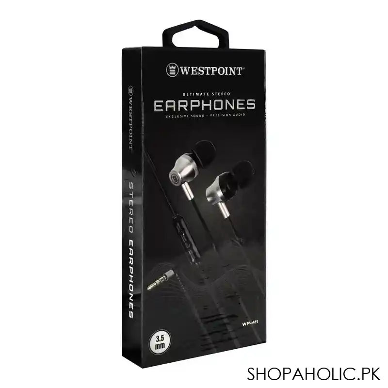 West Point Ultimate Stereo 3.5mm Earphones, Black, WP-411 - Image 4