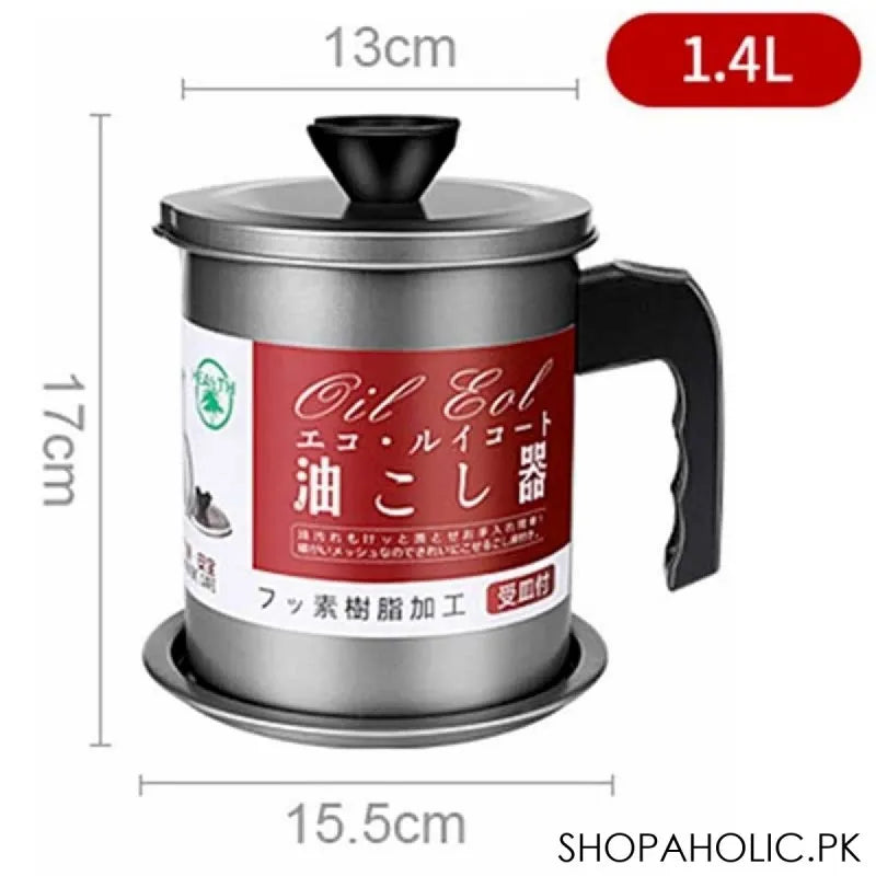 1.4l oil filter pot with strainer frying oil filter container image2