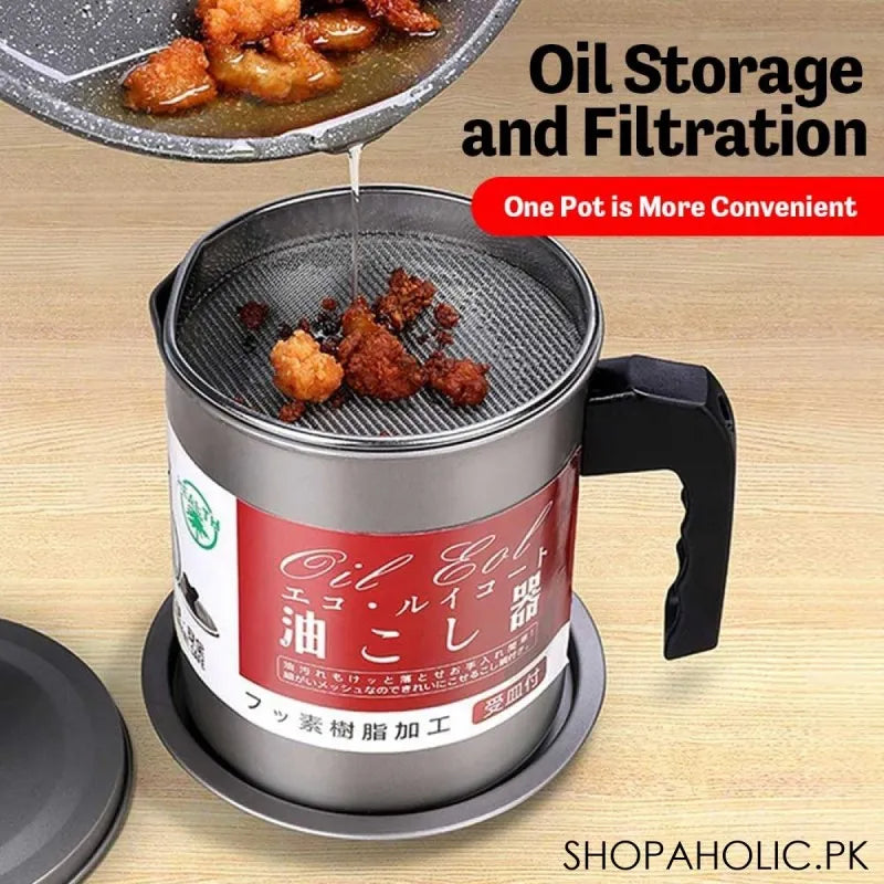 1.4l oil filter pot with strainer frying oil filter container main image