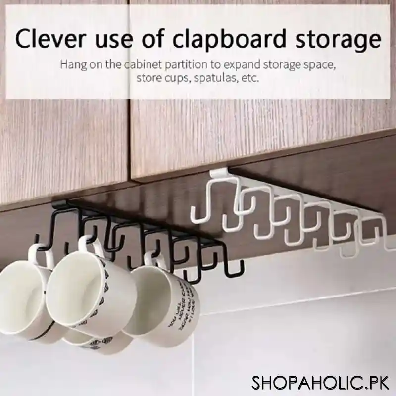 10 hooks cup holder cabinet shelf kitchen storage rack image5