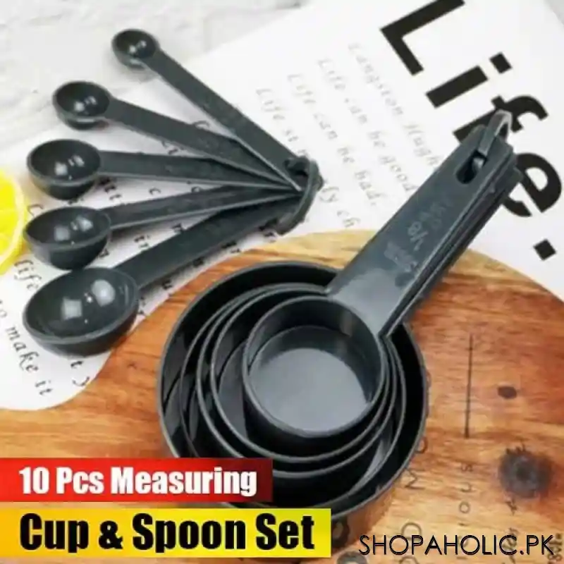 10 pcs measuring cup and spoon set   black main image