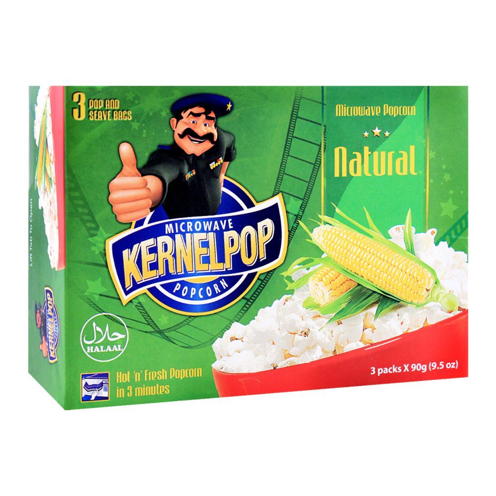 KernelPop Popcorn Natural, 3 Packs x 90g - Main Image