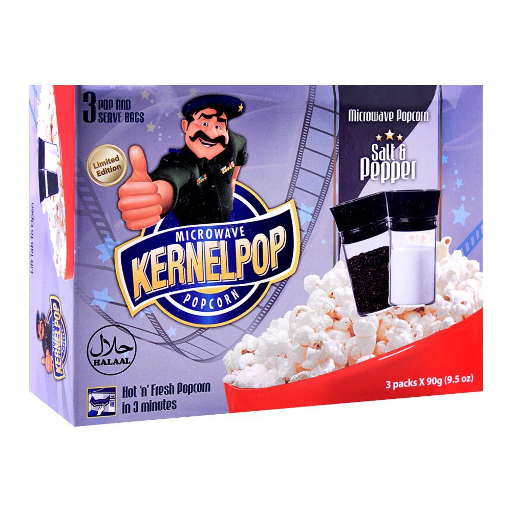 KernelPop Popcorn Salt & Pepper, 3 Packs x 90g - Main Image