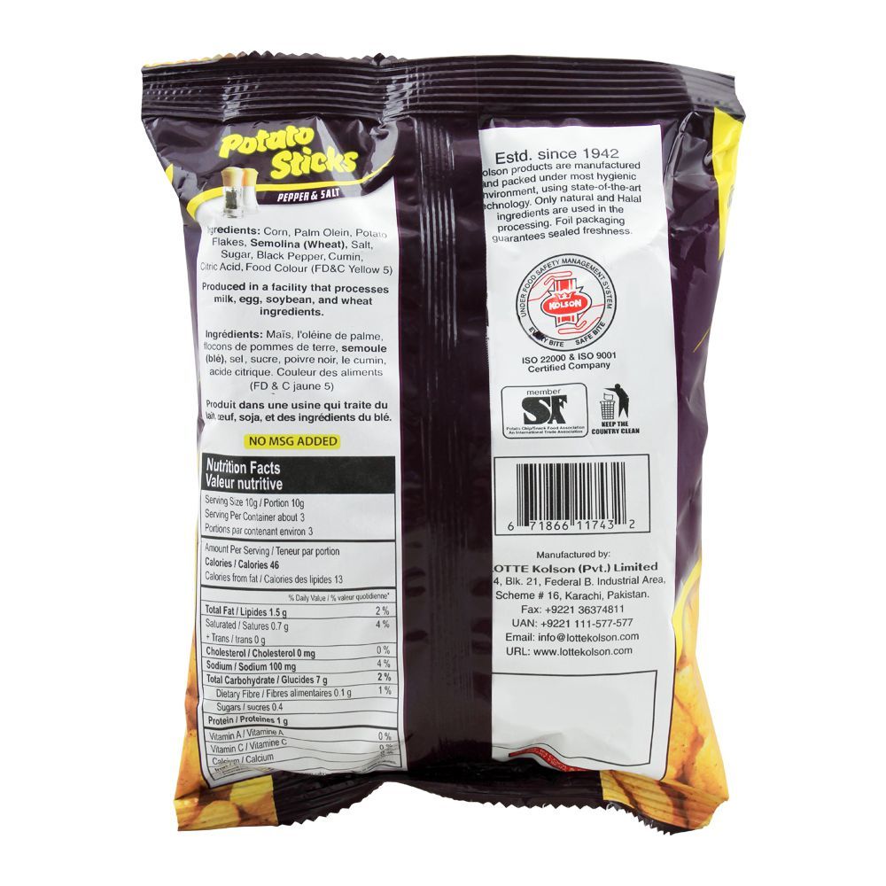 Kolson Potato Sticks, Pepper & Salt, 38g - Image 3