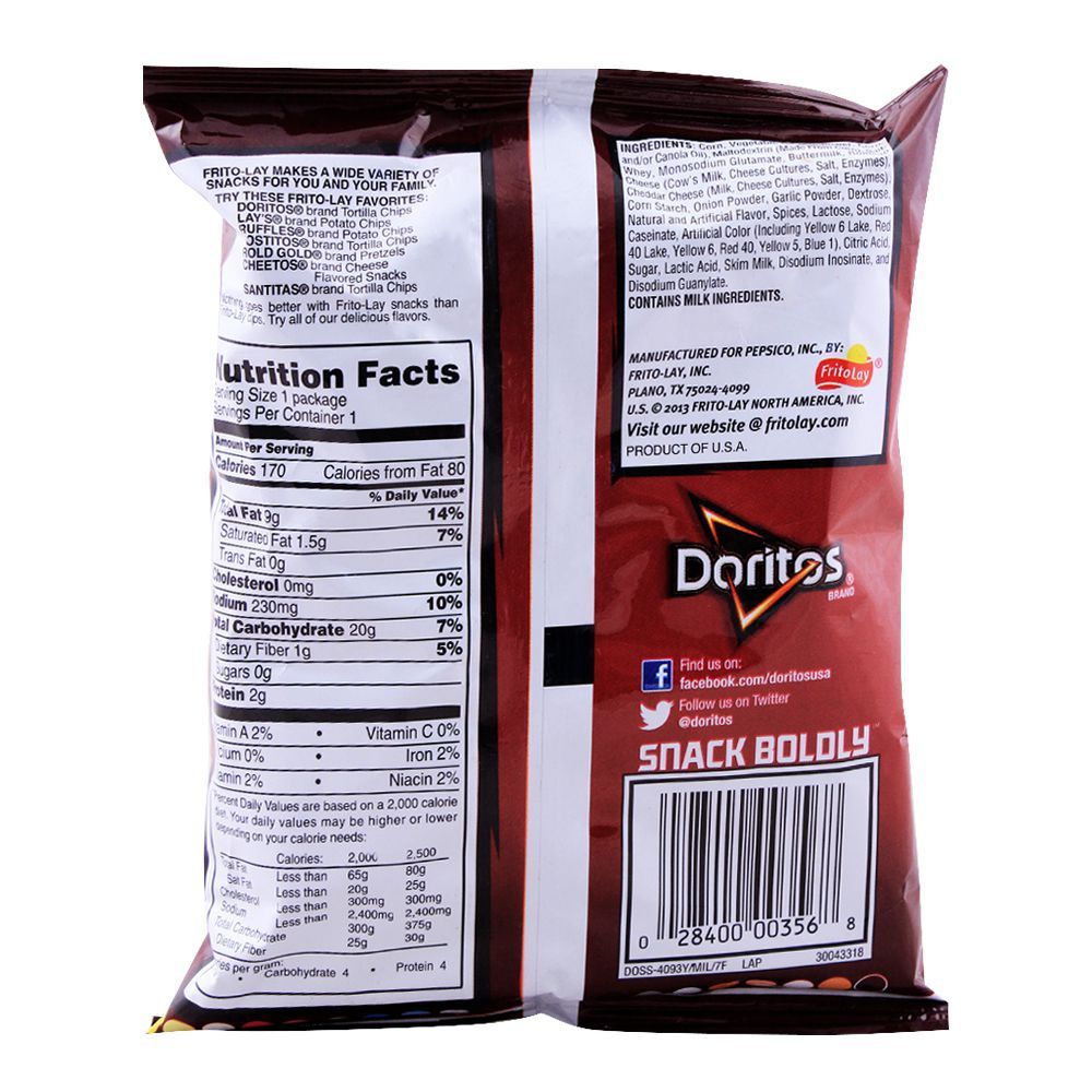 Doritos Spicy Nacho Tortilla Chips (Imported), 31.8g/1.25oz - Image 2