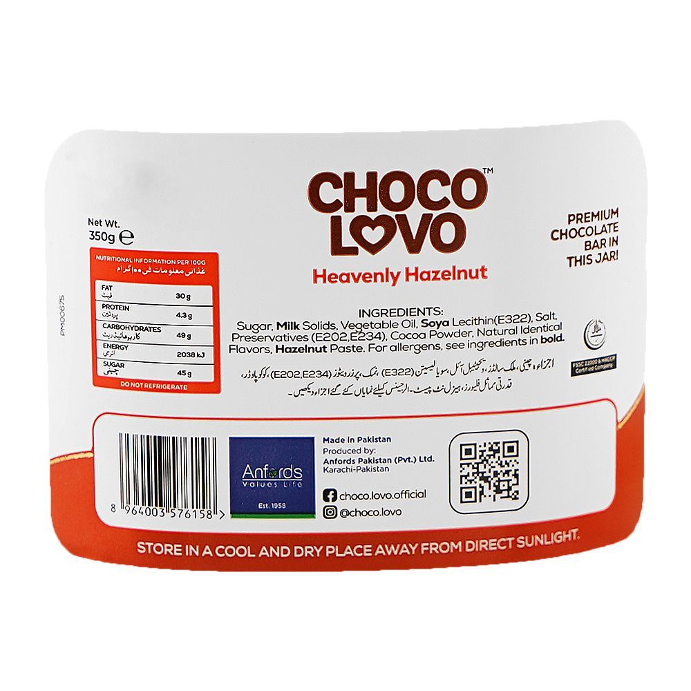 Choco Lovo Heavenly Hazelnut Chocolate Spread, 350g - Image 3