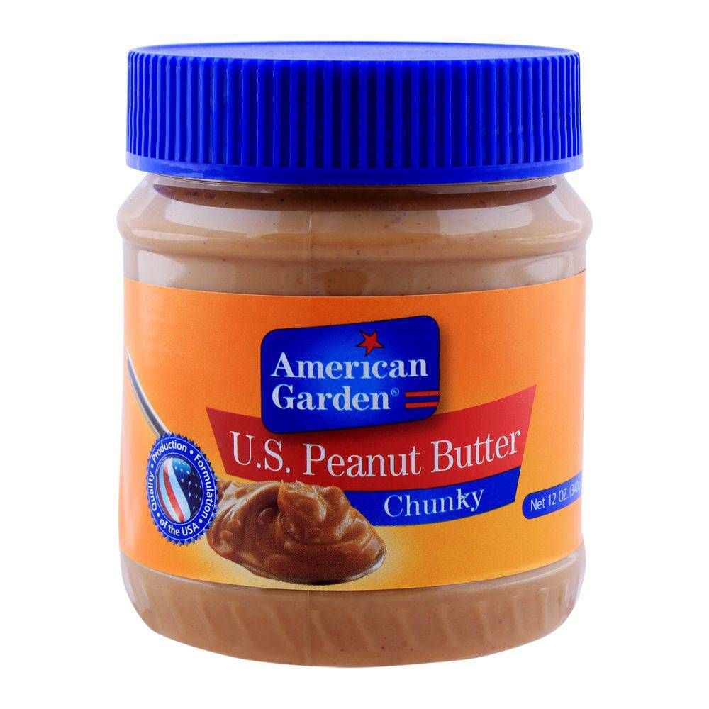 American Garden U.S. Peanut Butter, Chunky, 340g - Main Image