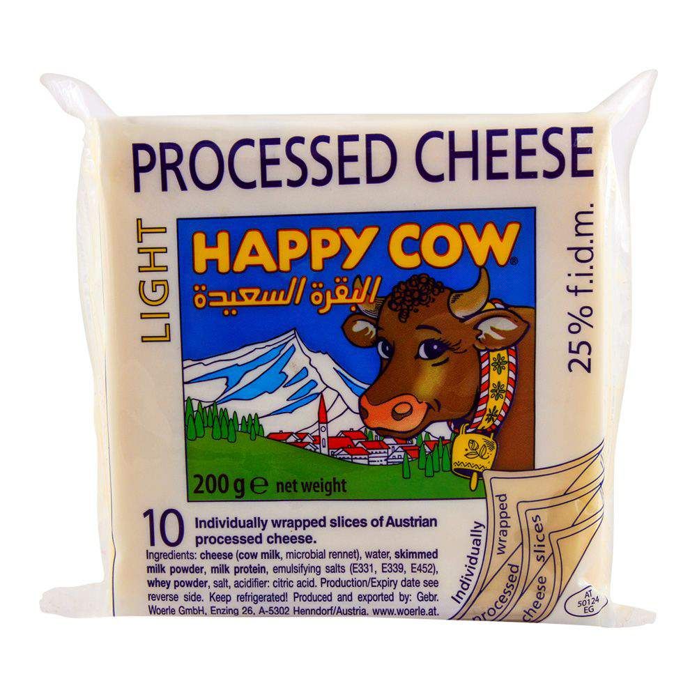 Happy Cow Light Processed Cheese, 10 Slices, 200g - Main Image