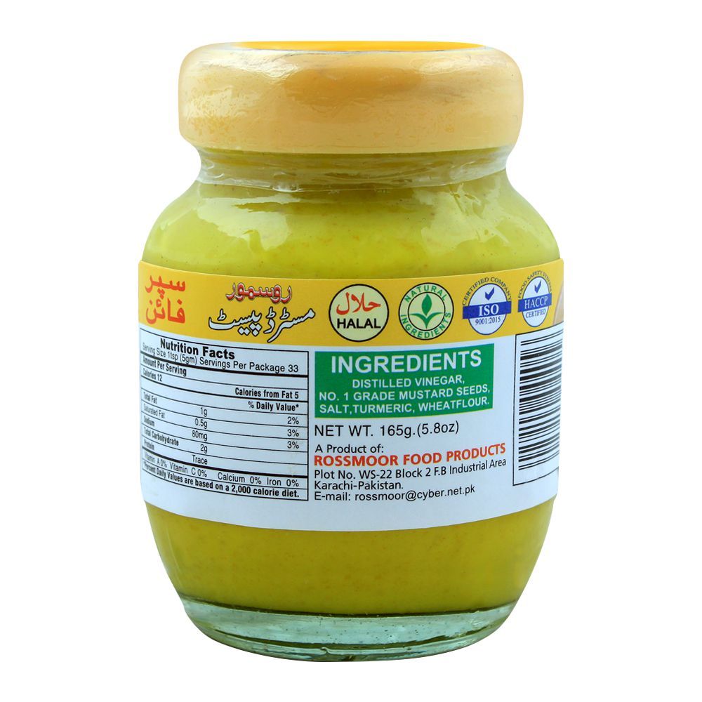 Rossmorr Super Fine Mustard Paste, Rich Yellow, 165g - Image 2