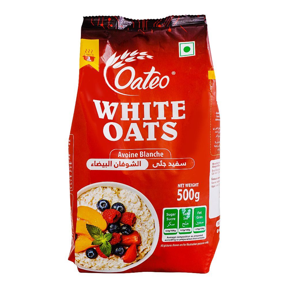 Oateo White Oats Avoine Blanche, 500g - Main Image