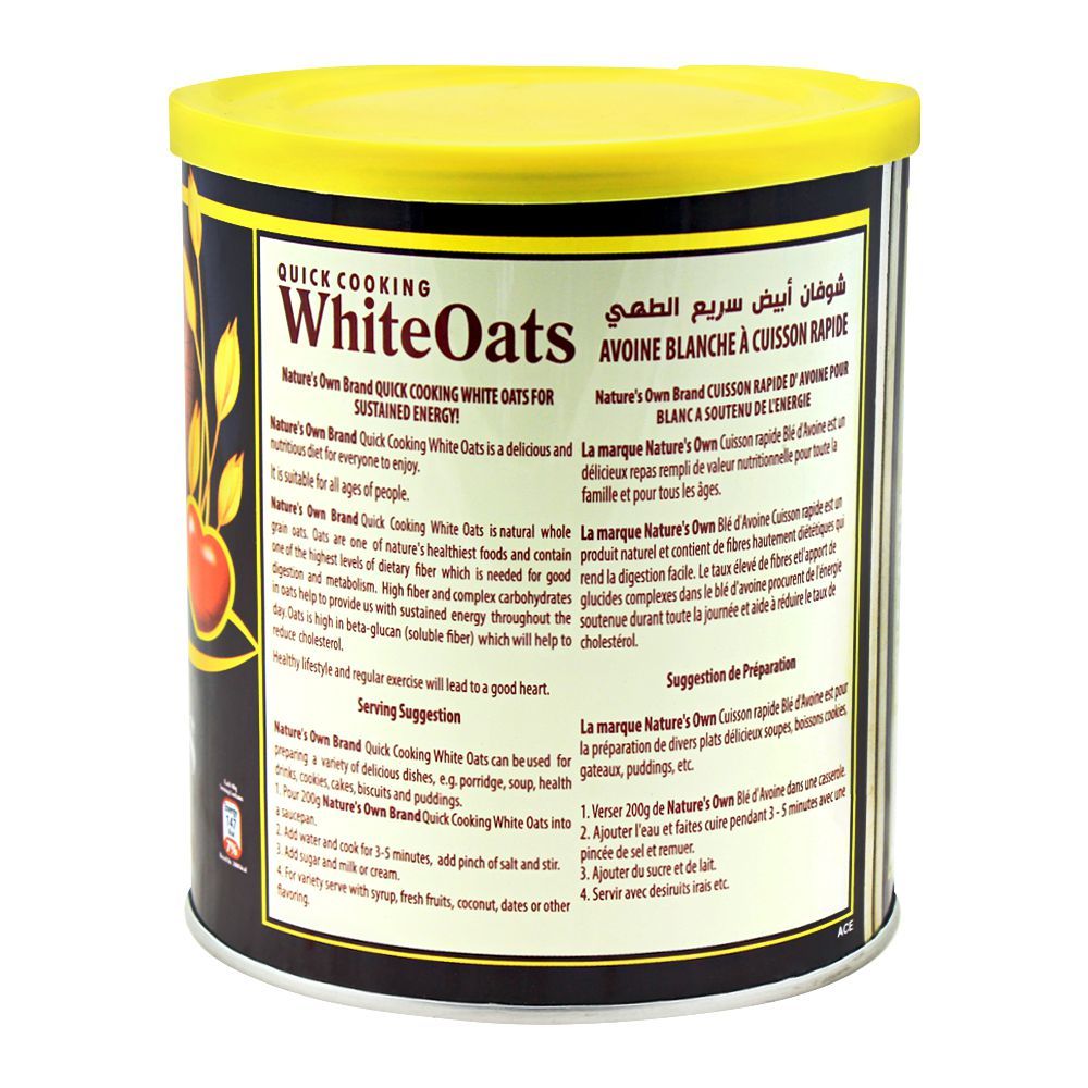 Nature's Own Quick Cooking White Oats, 400g, Tin - Image 2