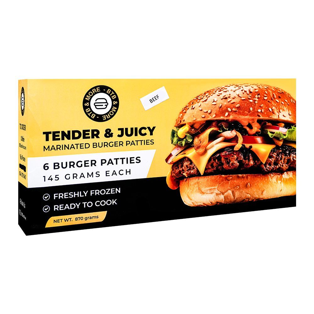 BTB & More Tender & Juicy Beef Burger Patties, 6-Pack - Main Image