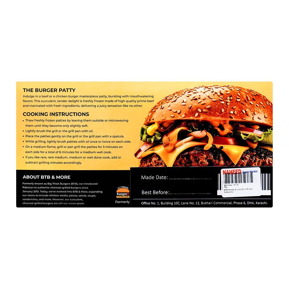 BTB & More Tender & Juicy Beef Burger Patties, 6-Pack - Image 2